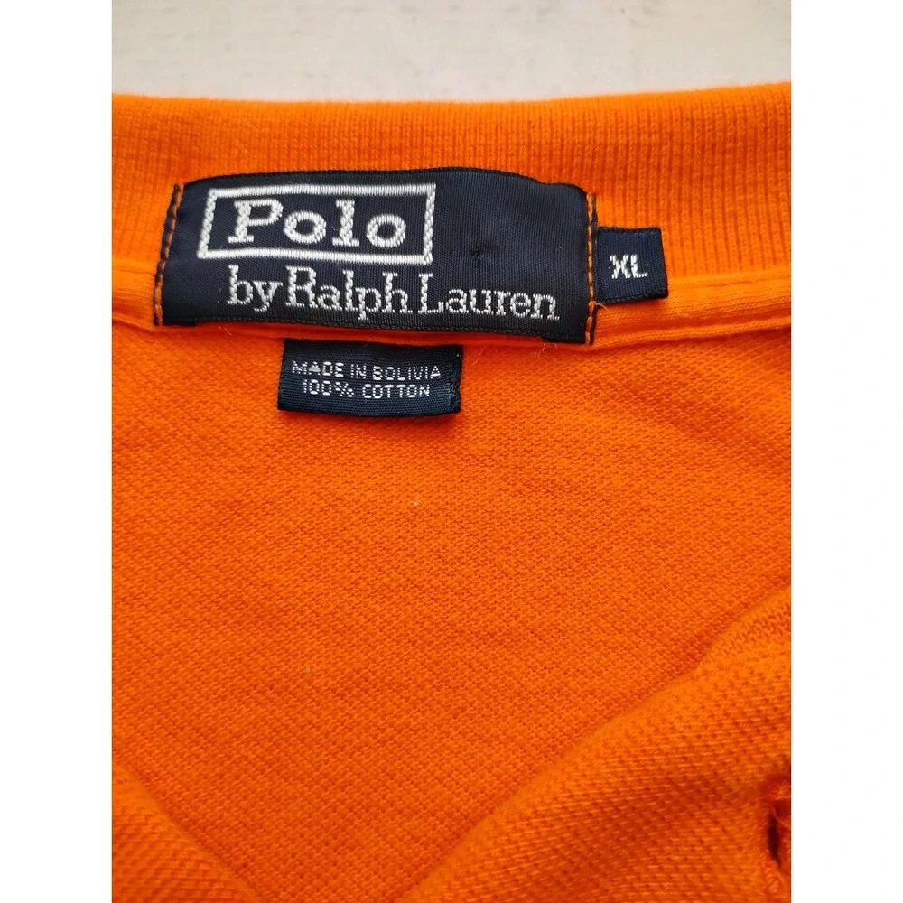 VTG Polo By Ralph Lauren Polo Shirt Mens xL Orange 100% Cotton Pony Logo Classic